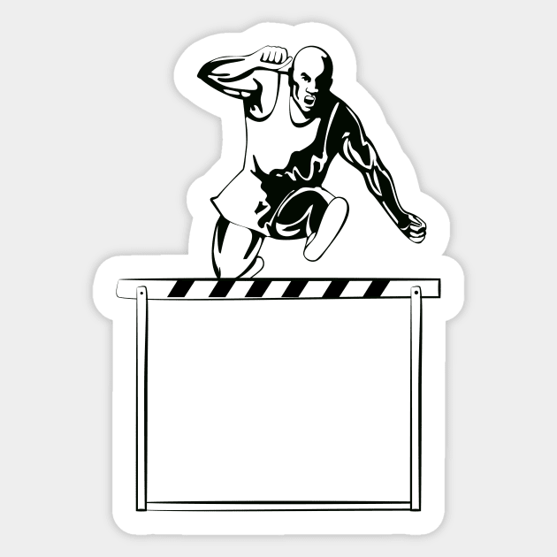 Track and Field Athlete Jumping Hurdle Retro Sticker by retrovectors